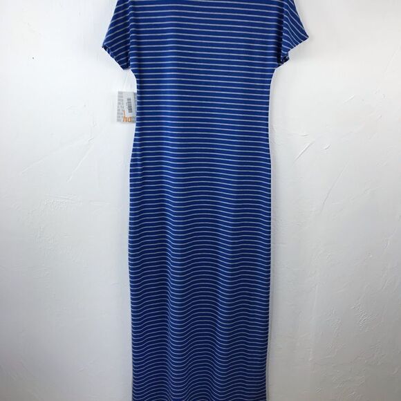 LuLaRoe Maria Blue Gray Striped Maxi Dress XS NWT - Picture 3 of 6